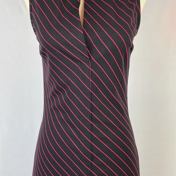Express Black and Magenta Diagonal Striped Sleeveless Dress - Size 1/2 Juniors - Picture 3 of 12